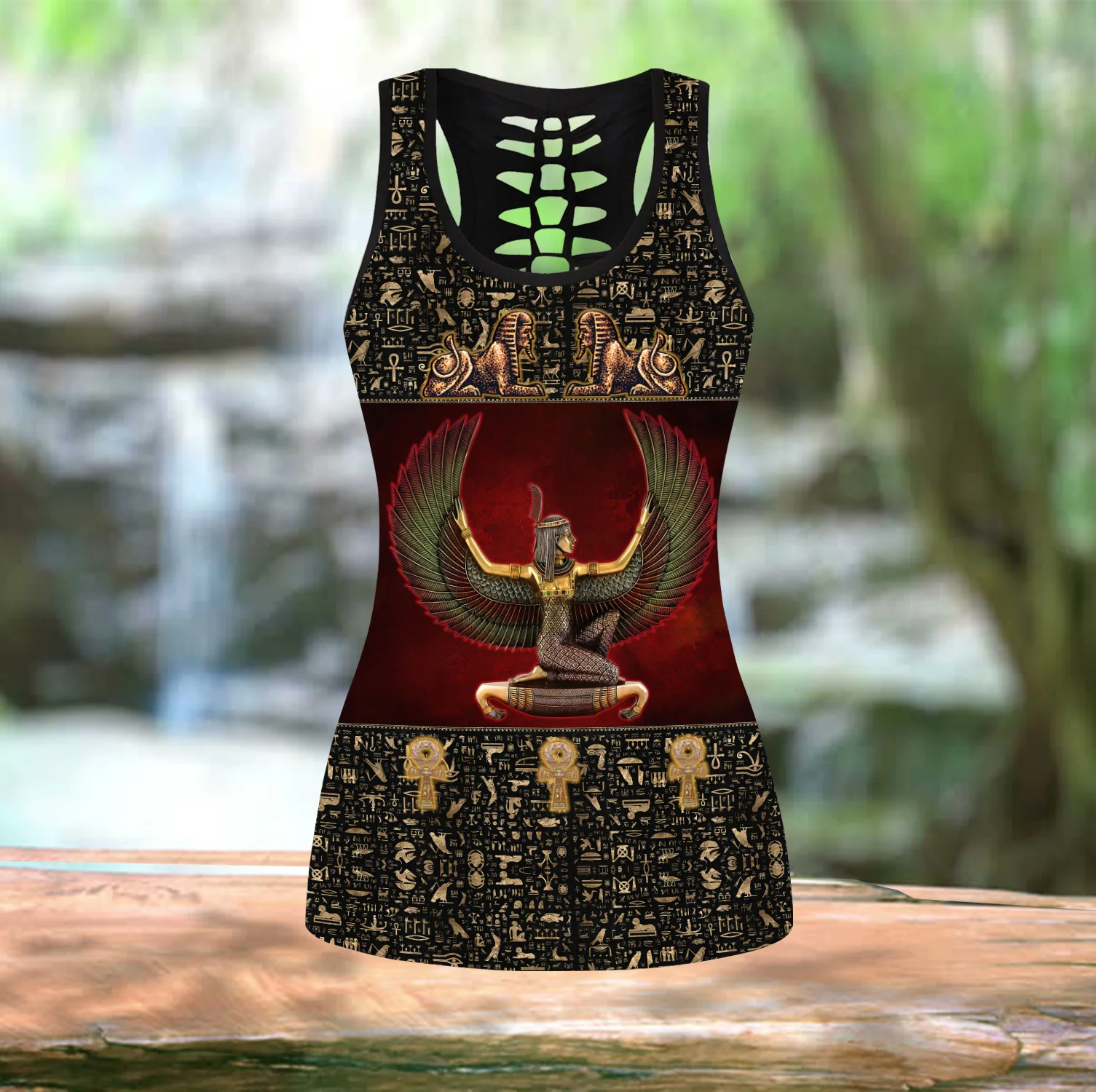 Top y mallas fitness mujer estampado Reina Egipcia 3D - imagen 4