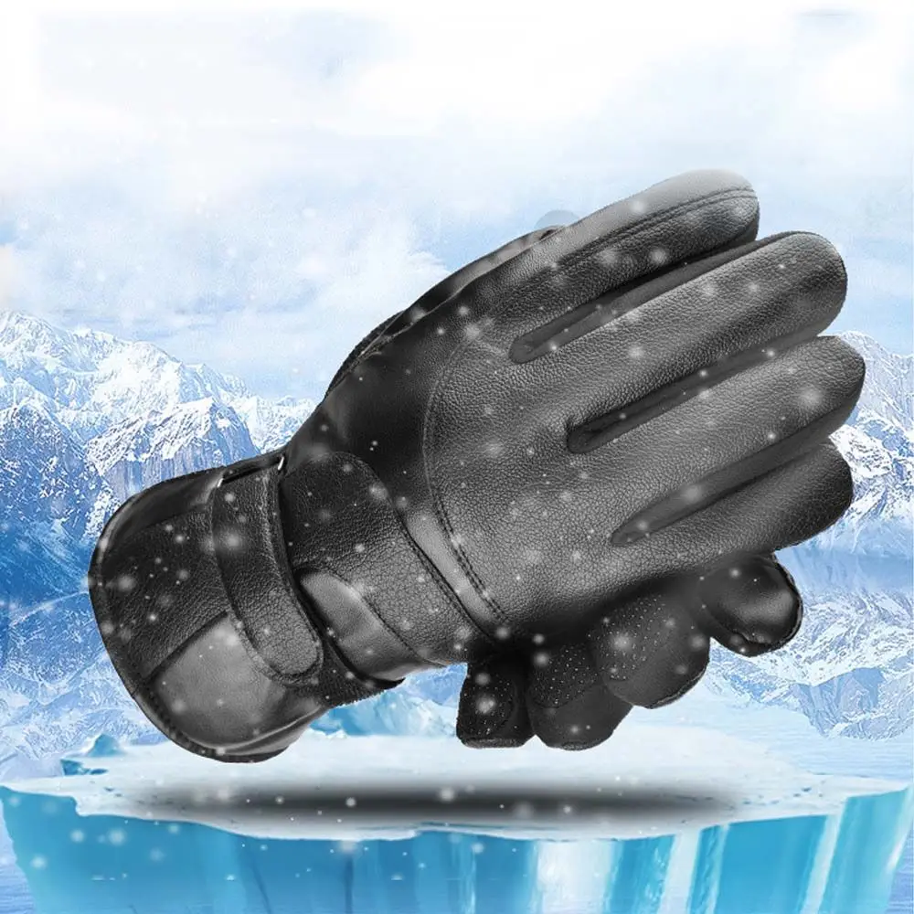 Guantes de felpa antideslizantes y cálidos a prueba de viento para invierno, guantes de cuero PU, guantes de terciopelo, mitones para pantalla táctil - imagen 2