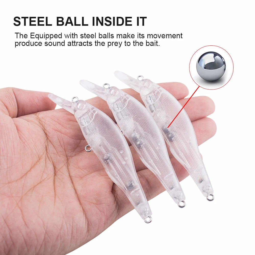 Hanlin-señuelo de pesca de plástico duro, anzuelo flotante Artificial sin pintar, 10/20 piezas, 9,5 CM, 9G, Wobbler, aparejos de lubina - imagen 4