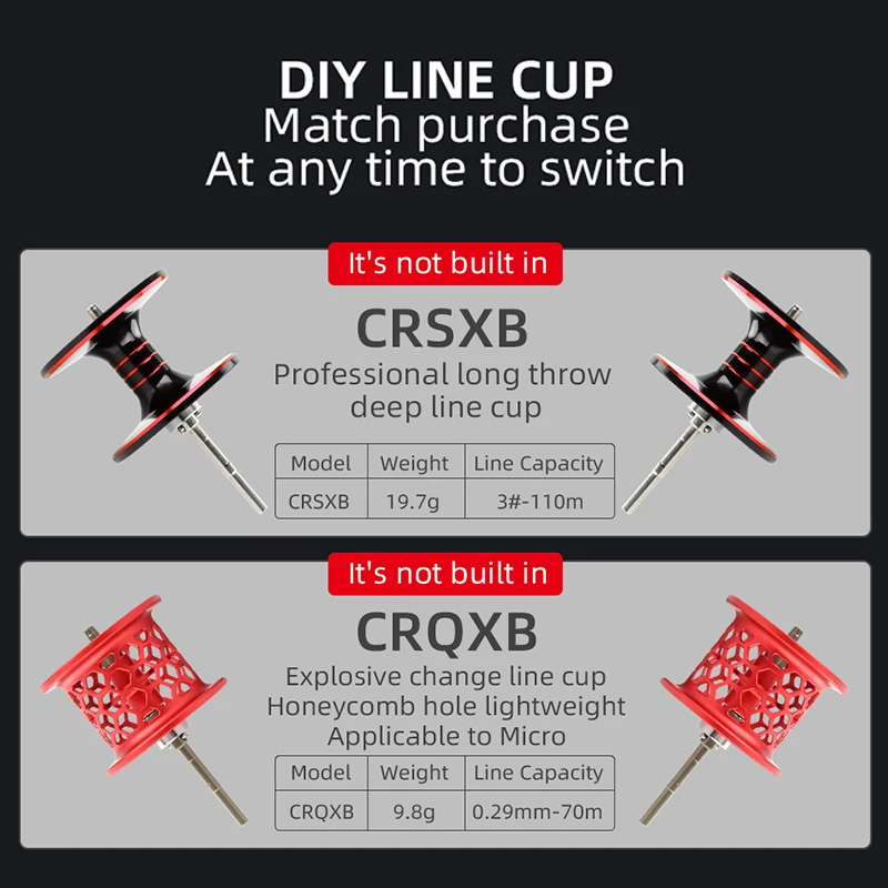 Carrete de Baitcasting para Pesca, Bobina de Alta Velocidad,Sistema de Freno Magnético de Agua Salada, Utraligera, Serie CR04, Nuevo, Relación de Engranaje 6.3:1, 12 + 1BB - imagen 5