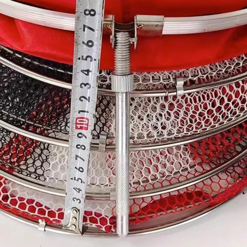 Redes de pesca portátiles plegables de nailon y acero inoxidable, redes largas reforzadas, accesorios de pesca duraderos - imagen 5