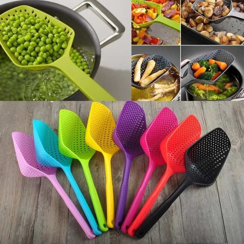 Palas de cocina creativas, colador de alimentos, cuchara de nailon, Gadgets de drenaje, colador grande, filtro de sopa, accesorios de cocina para el hogar