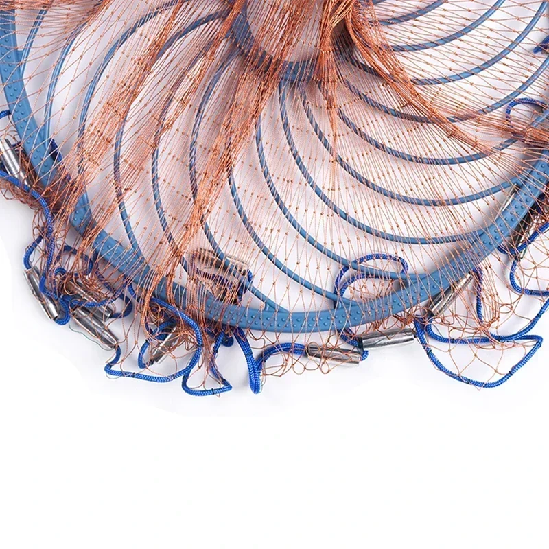 Lawaia-red de pesca de malla con anillo azul, jaula de pesca, alambre trenzado naranja, equipo de pesca, aparejos, colgantes de Metal - imagen 5