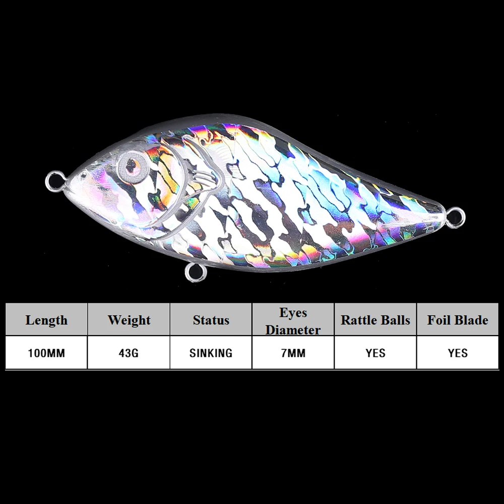 Chan'sHuang-Señuelos de Pesca artificiales, 5 piezas, sin pintar, en blanco/holográfico, 10cm, 43g, sonajero de hundimiento lento, planeador, Jerkbait - imagen 2