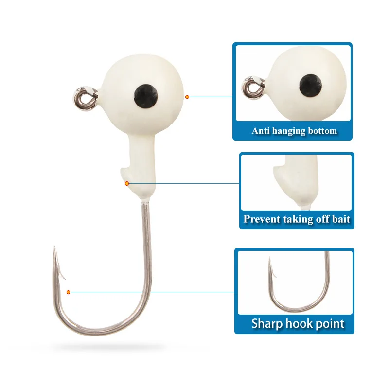 Juego de anzuelos de pesca con cabeza de anzuelo de colores mezclados, anzuelos de plomo de hierro para cebo blando, anzuelos de pesca de púas universales para trucha, 5 uds. - imagen 4