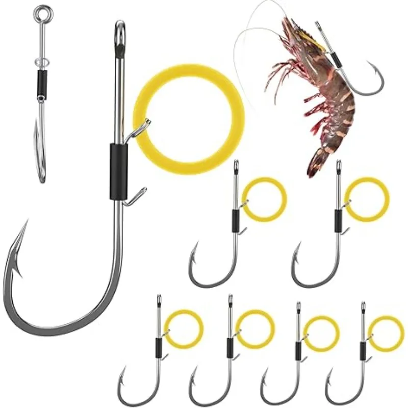 Anzuelo para camarones vivos - Anzuelo de púas para pesca en agua salada/agua dulce - Diseñado para lubina, atún, bagre y lubina rayada