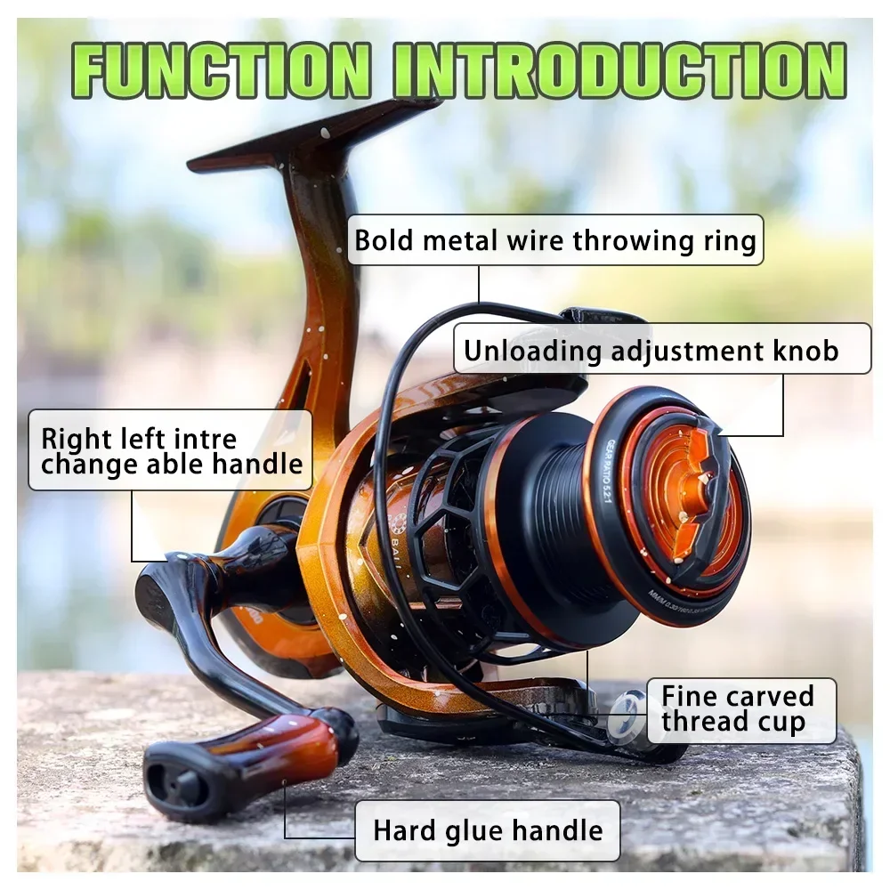 Carrete de Pesca giratorio JOSBY, totalmente metálico, serie 1000, 2000, 3000, rueda de carpa, Pesca 5,2: 1, herramientas de Pesca duraderas y suaves - imagen 4