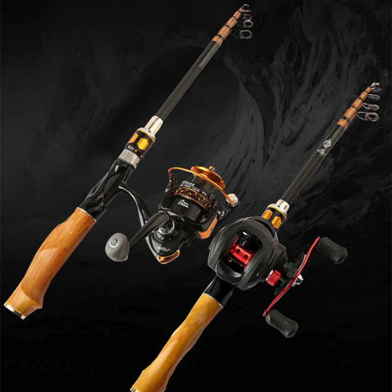 Caña de pescar telescópica M, caña giratoria de fundición de carbono superdura, ligera y portátil - imagen 2