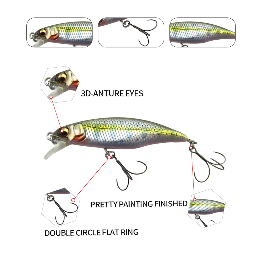 Nuevo modelo caliente que se hunde Minnow Señuelos de pesca 50mm 3,5g Jerkbait Bass Pike Carkbait Wobblers Swimbait cebo duro profesional - imagen 2