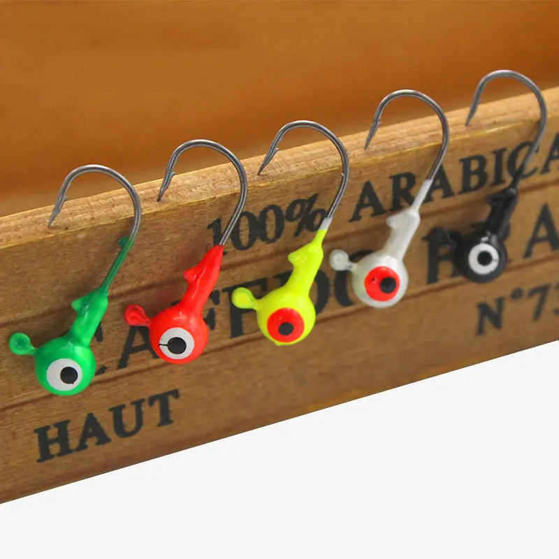 JYJ 50 unids/caja 1g 2g 5g ojos grandes coloridos gusano suave cabeza anzuelo aparejos de pesca señuelo - imagen 5