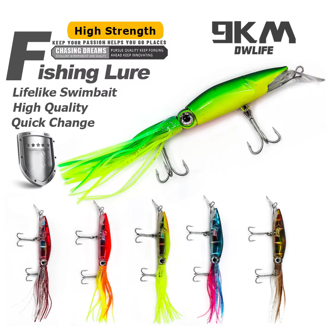 9KM Señuelo Calamar – Swimbait duro con ojos 3D y anzuelo triple