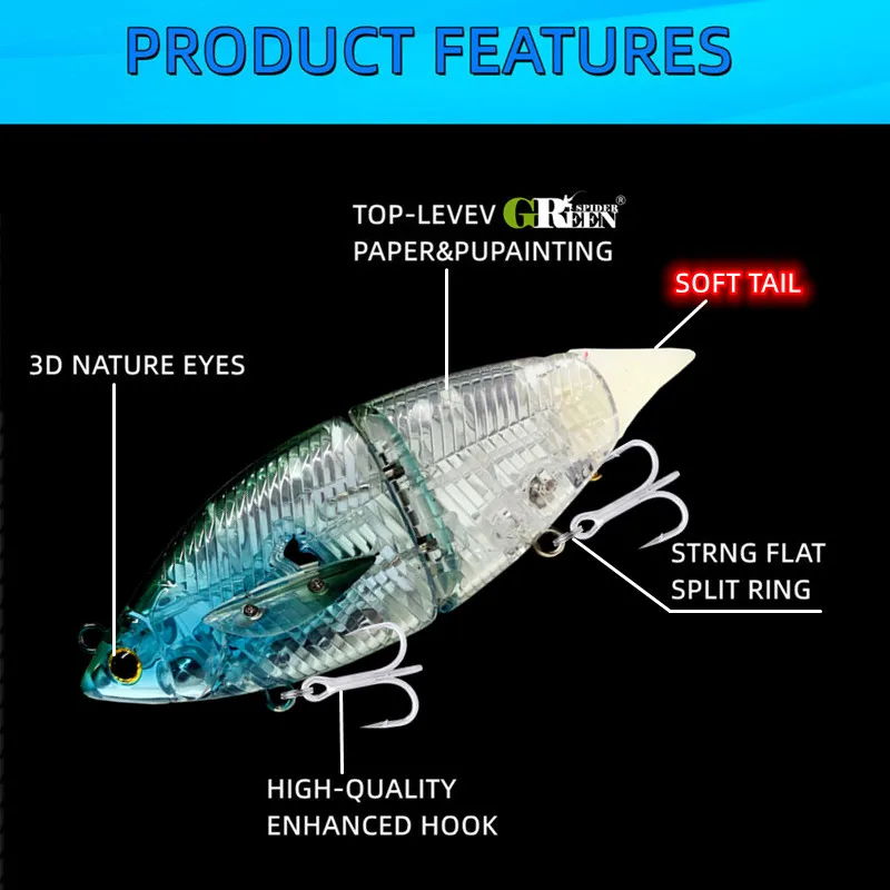 GRS nuevo 2 articulación Swimbait 120mm 40g Wobbler señuelo de pesca flotante cebo grande para pesca de lubina y Lucio - imagen 3