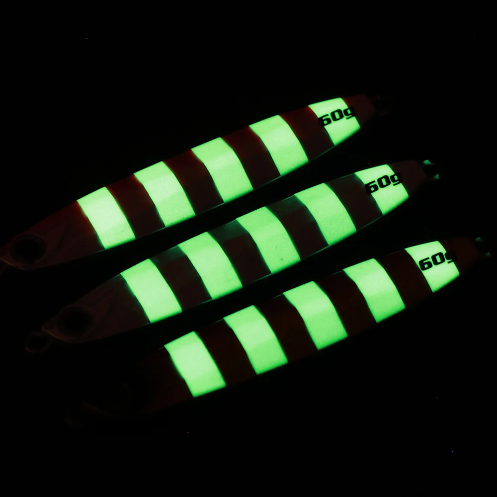 AOCLU-Jig de cebra luminosa de fundición larga, señuelo de metal lento, pesca en el mar en el océano, juego grande, calidad japonesa, 35g, 45g, 60g, 80g, 100g - imagen 5