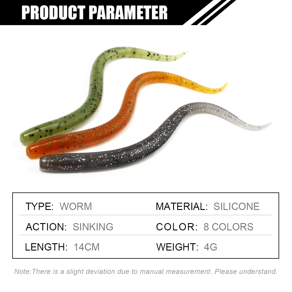Spinpoler-Señuelos de Pesca artificiales, lombriz de tierra, cebo suave, gusano de mar, 14cm, aparejos de Pesca Swimbait para todos los peces, Leurre Souple, Pesca - imagen 3