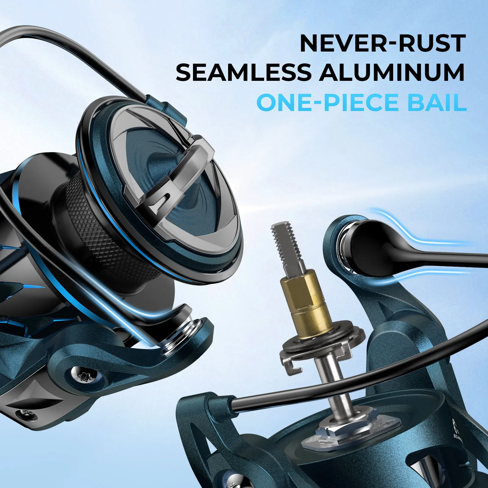 Carrete de pesca giratorio KastKing MegaJaws de hasta 39,5 libras de arrastre máximo, ligero y potente NyliPlex 6,2: 1/5, 2:1, relación de engranaje 10 + 1 BB - imagen 5