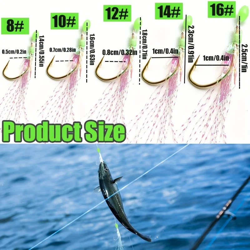 5 paquetes TAKBAS Sabiki Rigs agua salada, amarillo, fregadero de peces brillante, preatado, cuentas luminosas, repelente de señuelos de insectos voladores biónicos - imagen 5