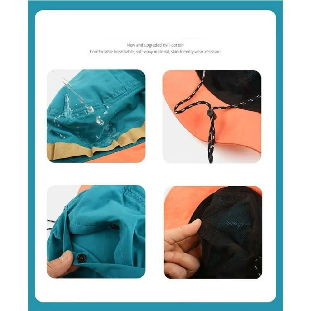 Sombrero de pescador de secado rápido para vacaciones de ocio, visera Anti-UV, gorro plegable, protector solar impermeable, gorro de lavabo para verano - imagen 2