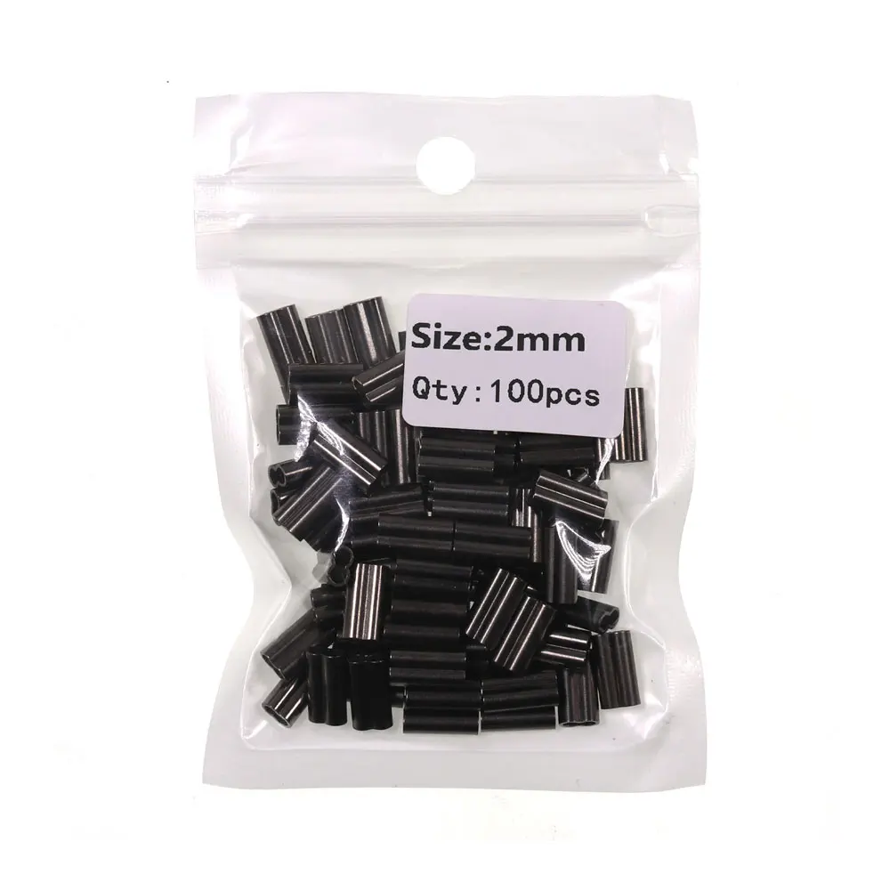 Mini mangas de cobre de doble barril para crimpadores de alambre de acero Mono, Color negro, accesorios de aparejo de pesca de agua salada, aparejos terminales - imagen 5