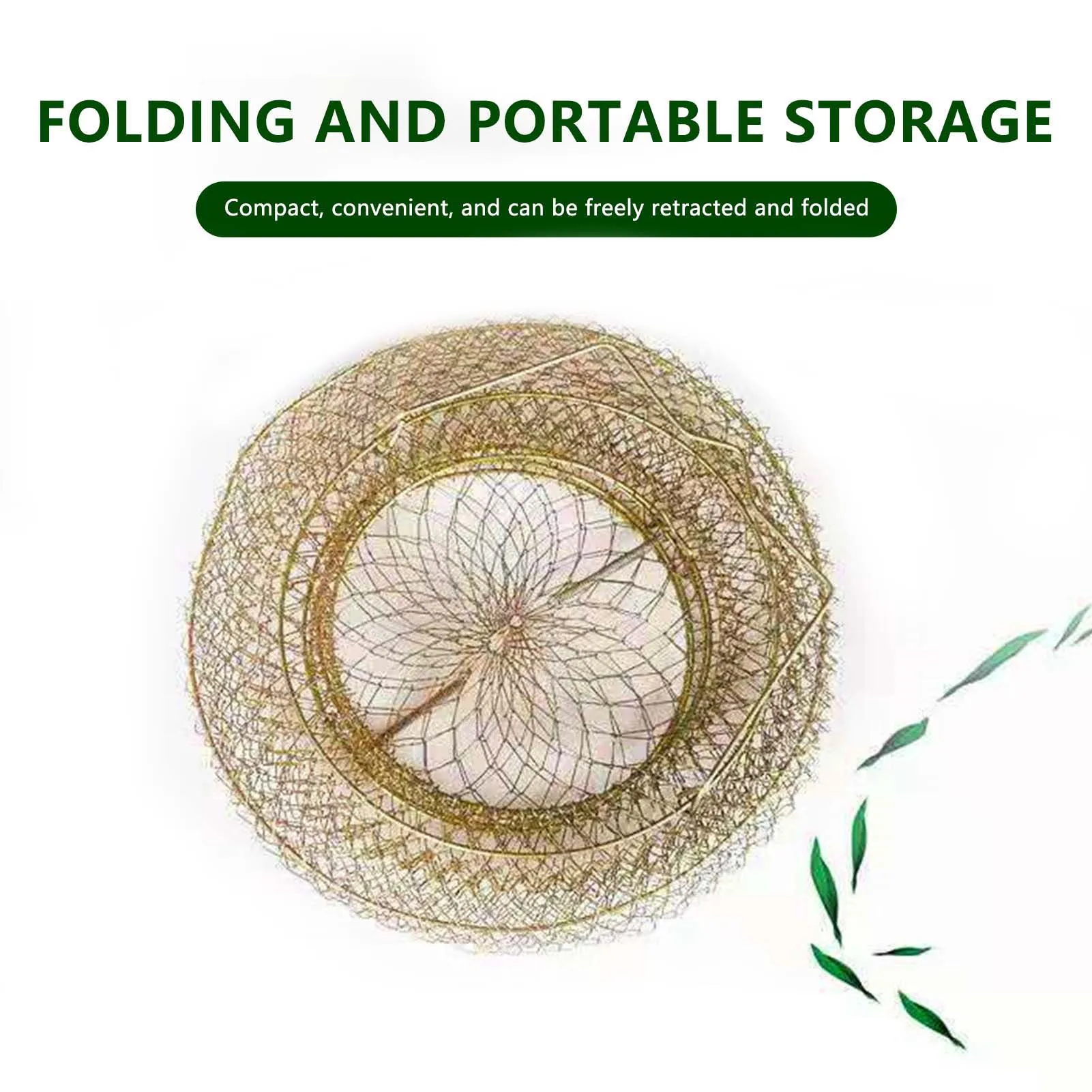 Red de pesca plegable portátil chapada en Zinc, malla de pescado tejida de alambre de acero duradero, red de peces vivos de gran capacidad para carpa, lubina de mar - imagen 5