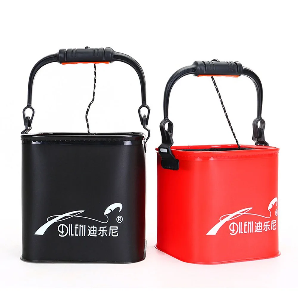 Cubo de pesca plegable, herramienta práctica con mango, cubo de agua ligero para acampar, viaje, bolsa de peces vivos - imagen 2