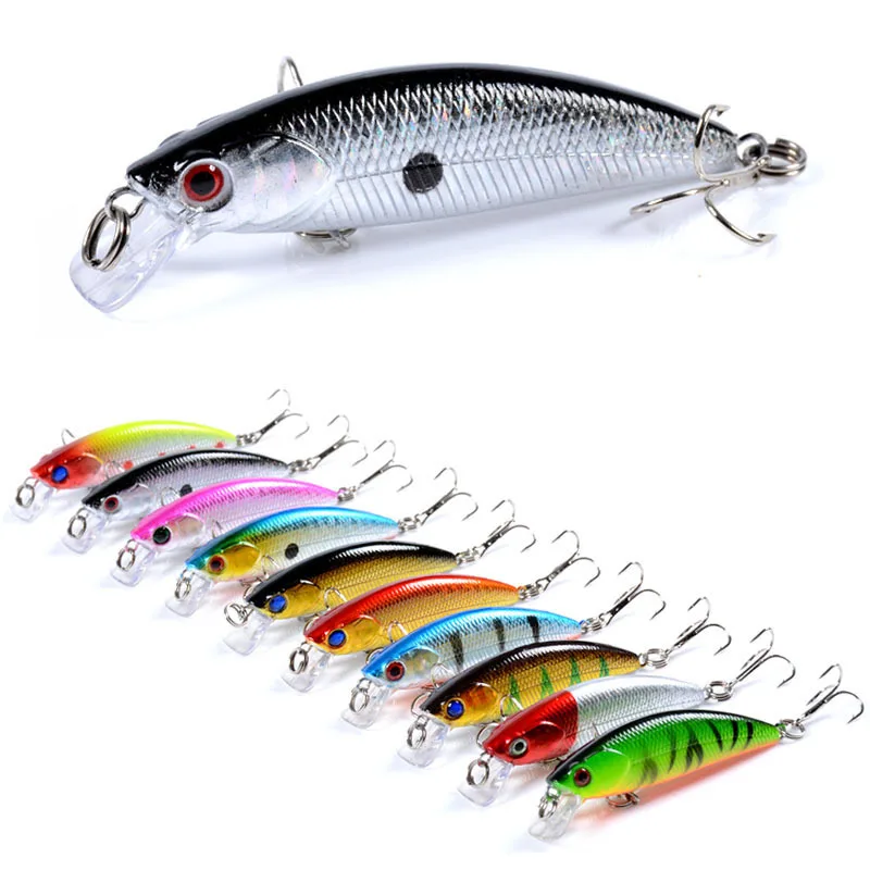 Minnow-señuelo de pesca Crankbait con anzuelos triples, cebo Artificial duro de 6,7 cm, 5g, ojos 3d, Lucio flotante, Wobbler, 1 Uds.