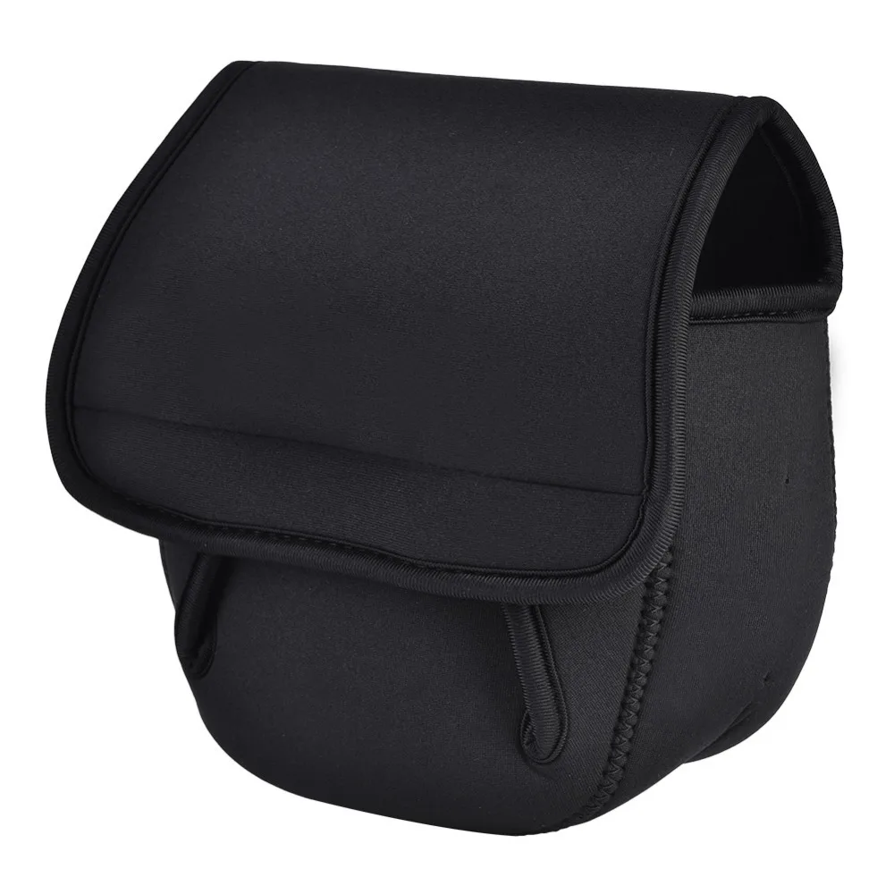 Cubierta de carrete giratorio suave portátil, cubierta de carrete de pesca impermeable anticolisión, cubierta protectora de carrete de dos tamaños negra para pesca - imagen 2