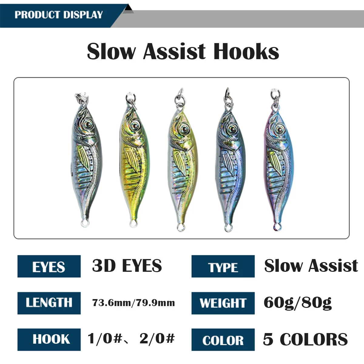 ZYZ 1 unidad de cebo simulado JIG de pesca 60/80G señuelo de pesca en forma de S de Jigging lento cebo Artificial pesca de fundición larga Fakebait - imagen 2