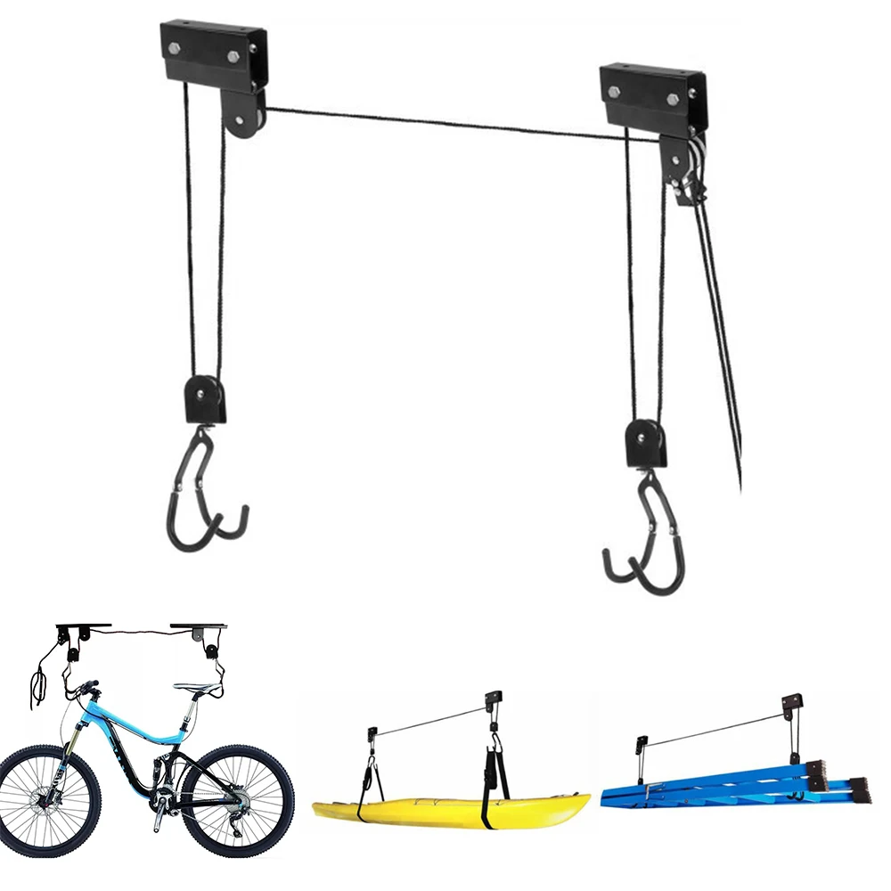 Sistema de polea de elevación de bicicleta de garaje con rodamiento de 60kg, estante de bicicleta superior, colgador de bicicleta de techo de alta resistencia
