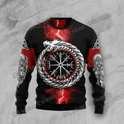 Otoño Invierno Unisex Casual Jersey de punto suéter Vegvisir símbolo dragón tatuaje 3D impreso hombres feo suéter de Navidad KMY10