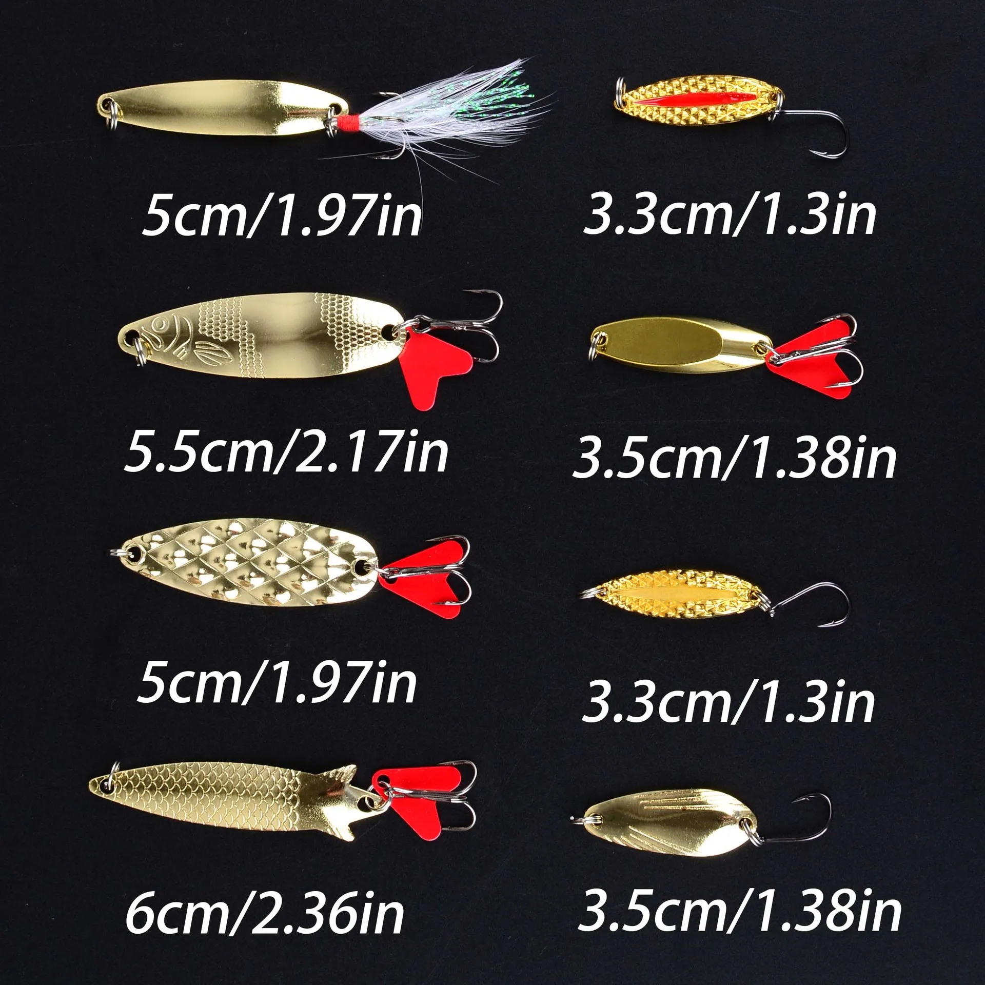 Spinners con plumas para Black Bass – Señuelos metálicos de lance - imagen 3