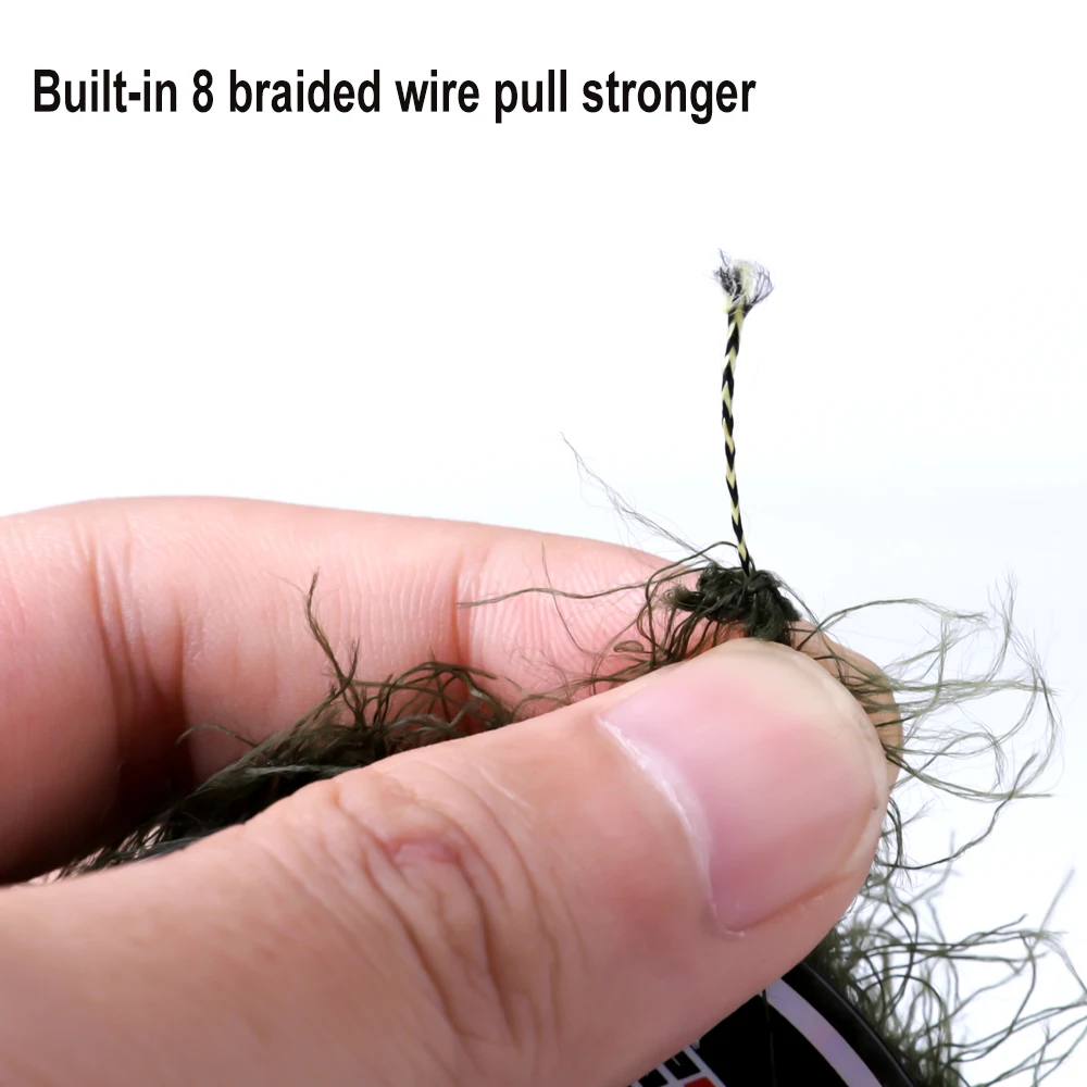 FTK-sedal de pesca de carpa de camuflaje, línea trenzada de imitación de hierba, accesorios de aparejos, 10M, 25/35lb, 11,36/15,9 KG - imagen 5