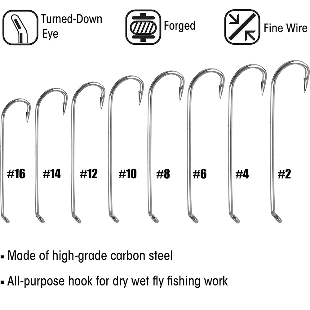 Anzuelos de pesca con mosca seca, anzuelos de caña larga para atar moscas, anzuelo de acero con alto contenido de carbono, superafilado, aparejos de pesca con púas, 1000 piezas - imagen 4