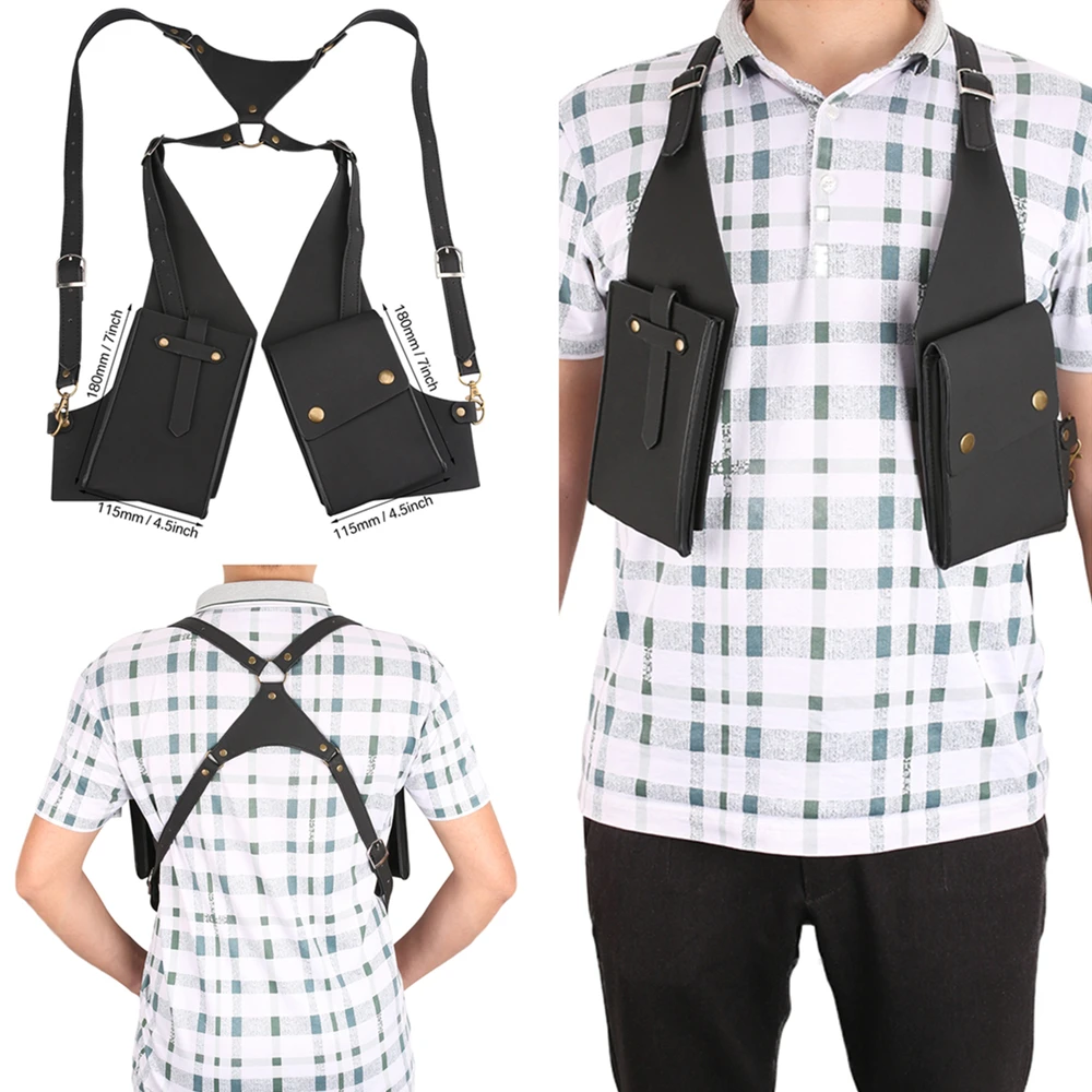 Cartera portátil de cuero/nylon para axilas, funda oculta antirrobo para teléfono, agente secreto para hombres, cartera de doble hombro - imagen 5