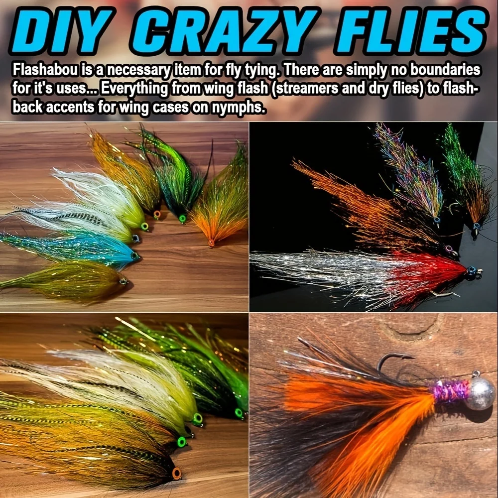 Oropel holográfico Para Atar Moscas, Fabricación De Señuelos De Pesca, Suministros Para Hacer Moscas, Hilo De Cristales brillantes ondeados, ideal Para Agua Salada Y Dulce, Accesorios para pesca - imagen 5