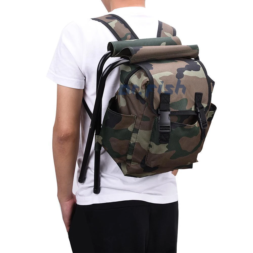 Bolsa para silla plegable 2 en 1, mochila de camuflaje portátil, tela Oxford, multifunción para acampar al aire libre, senderismo, gran capacidad - imagen 2