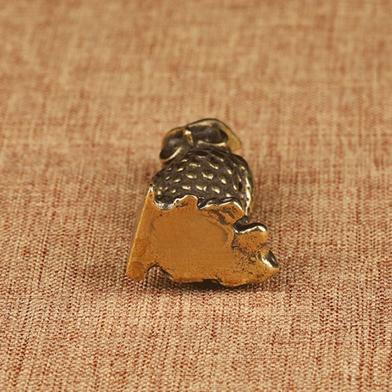 Retro cobre Animal té mascota Retro latón búho adornos estatuas en miniatura decoraciones de escritorio decoración artesanía llavero colgante - imagen 4