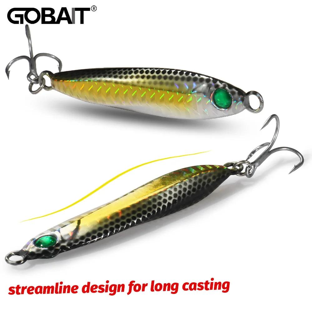 Señuelo de plantilla de Metal, 20g, 30g, 40g, Spinner Popper, lápiz que se hunde, aparejos de Pesca giratorios, anzuelo de plumas, anzuelos triples, cebo fundido de arrastre