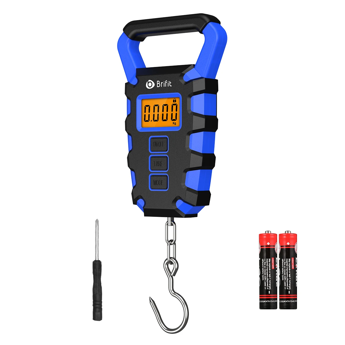 Báscula colgante digital 50 kg con regla y gancho para pescar - pantalla LED