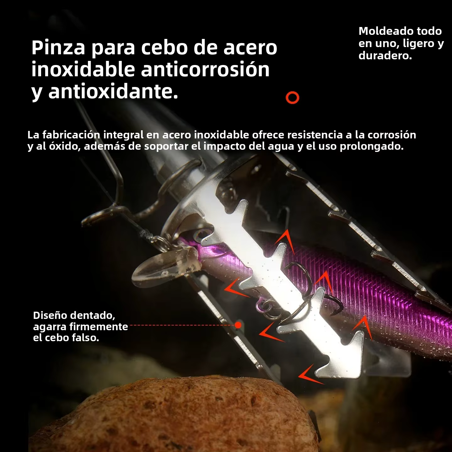 Recuperador de señuelos de acero inoxidable con línea de PE de 30m, fuerza de tracción de 132LB, pinza de cebo, señuelos de peces atascos, buscador de cebo, herramientas de pesca - imagen 5