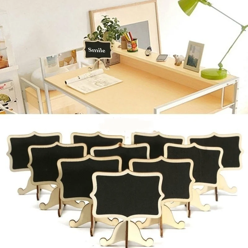 Mini pizarra de madera para decoración de mesa, pizarra con mensaje, etiqueta para fiesta de boda, 10 piezas - imagen 2