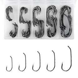 100 Uds Baitholder anzuelo de pesca doble con púas vástago largo anzuelo de cebo vivo gusano abajo ojo Offset para trucha de agua dulce Panfish