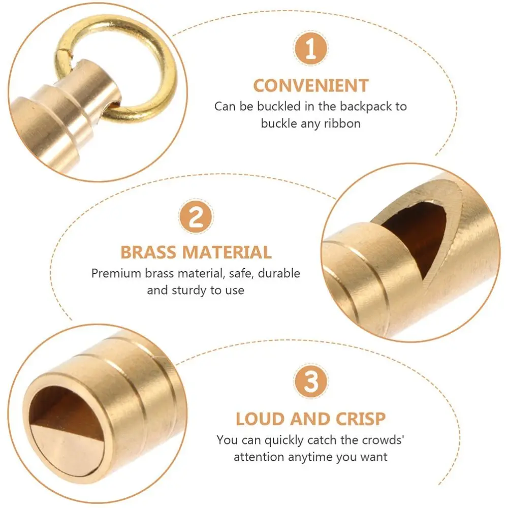 Silbato de latón puro hecho a mano para árbitro, herramientas de bolsillo, llavero de supervivencia, equipo de regalo para PC - imagen 5