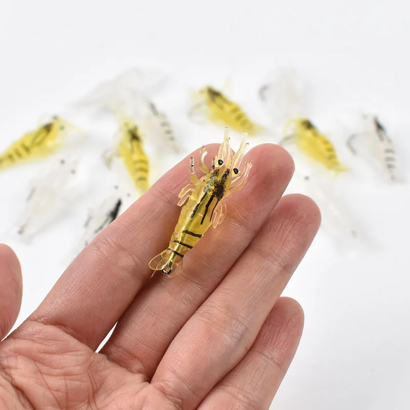 Señuelos de pesca de camarones suaves realistas, cebo Artificial con anzuelos afilados para agua dulce y salada, 1,4G/4CM, 15 Uds. - imagen 4