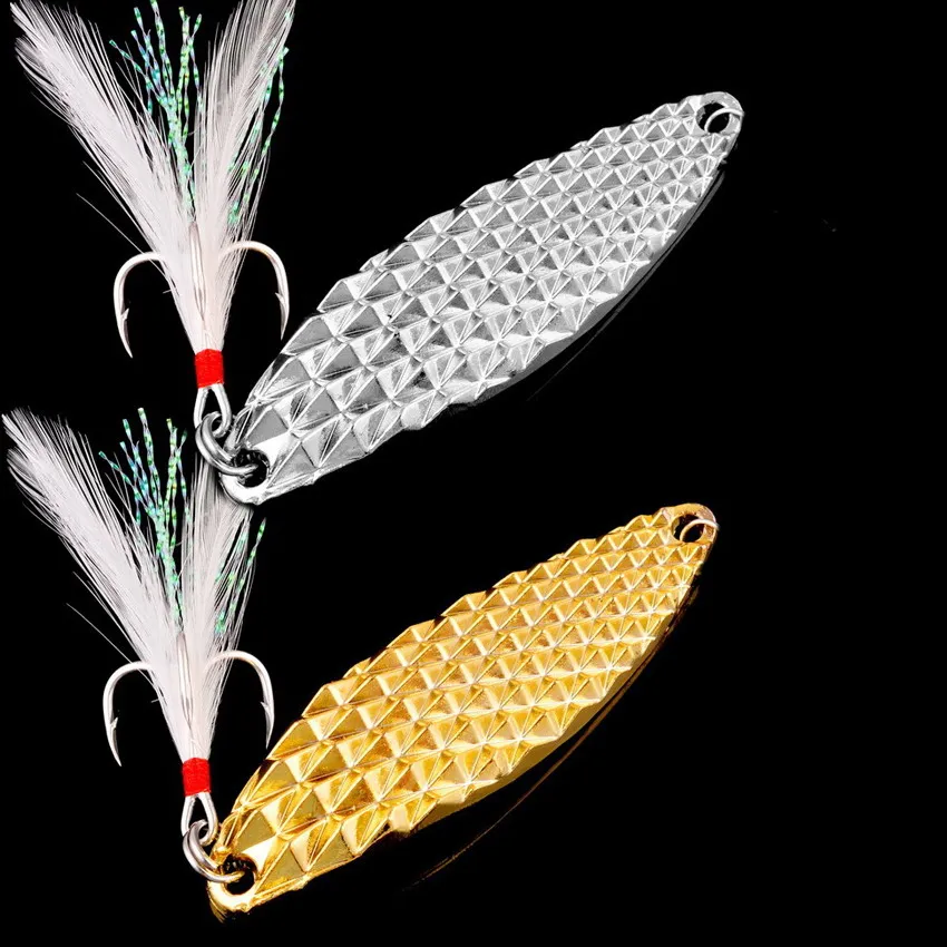 Juego de señuelos giratorios de Metal de 8 unids/set, Set de ganchos de pesca de oro y plata, 7g, 7,5g, señuelos giratorios de pesca de lentejuelas, anzuelos triples, cebo duro - imagen 5