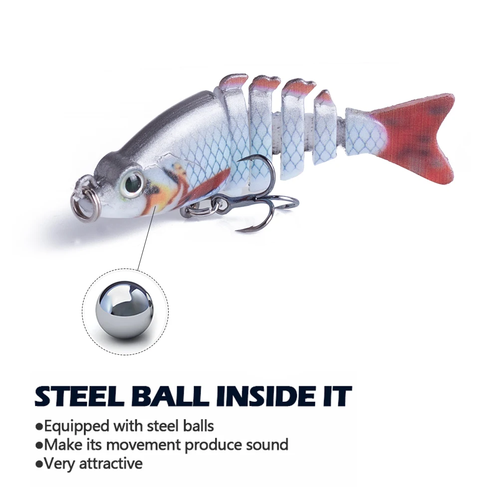 Mini señuelo de pesca articulado, 6 segmentos, 6CM/4,7G, Swimbait, Wobblers de hundimiento para Lucio, accesorios para peces falsos, aparejos - imagen 3