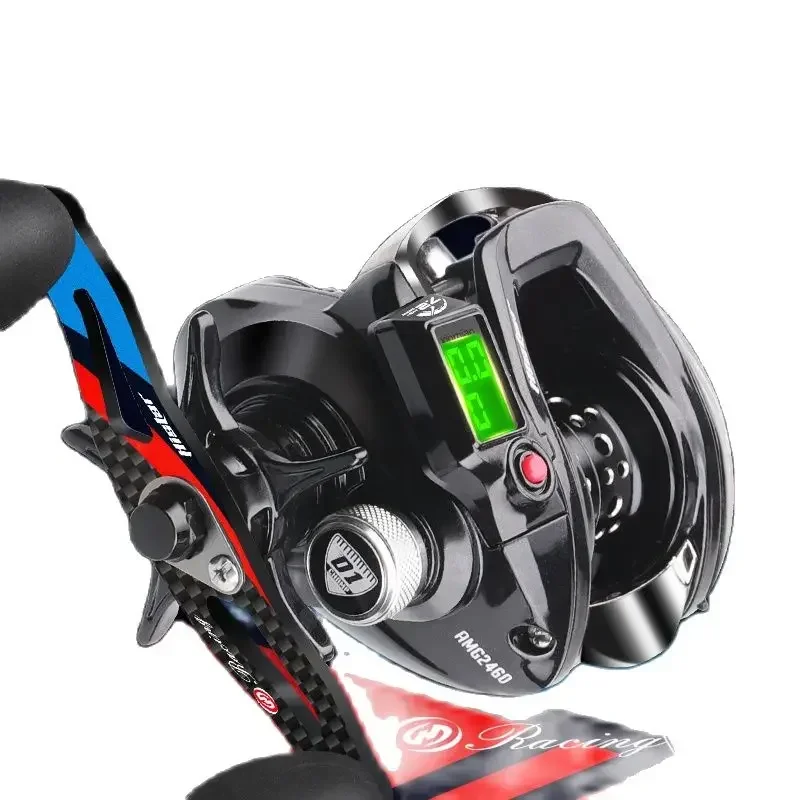 HISTAR AMG-carrete de pesca de Baitcasting, luz de fondo de frenado magnético, Digital, LED de fundición larga 7,2: 1, alta relación de 10kg de potencia de arrastre 9 + 1 BB - imagen 3