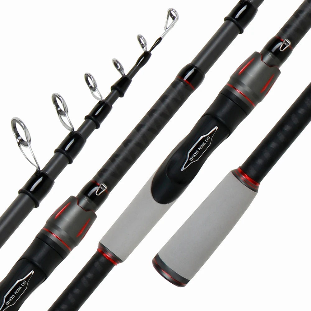 Caña de pescar giratoria telescópica de alta calidad de 1,8 m-3,0 m, caña de pescar de carbono ultraligera M, cebo de punta sólida WT 8-18g, cañas de pescar para trucha - imagen 4