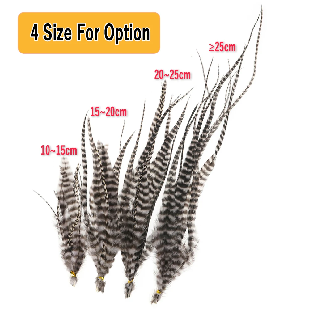 Wifreo, 10 Uds., plumas naturales para atar moscas en blanco y negro, plumas de pelo de gallo Grizzly para atar insectos lanosos Streamer - imagen 3