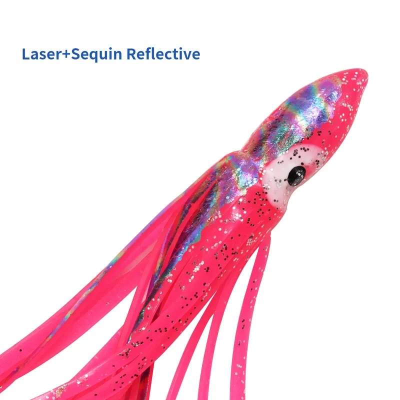 ZYZ-Señuelos de pulpo blando, cebo luminoso para pesca en el mar, faldas de calamar de simulación Artificial, cebo de pesca en barco, 8/10/12CM - imagen 5