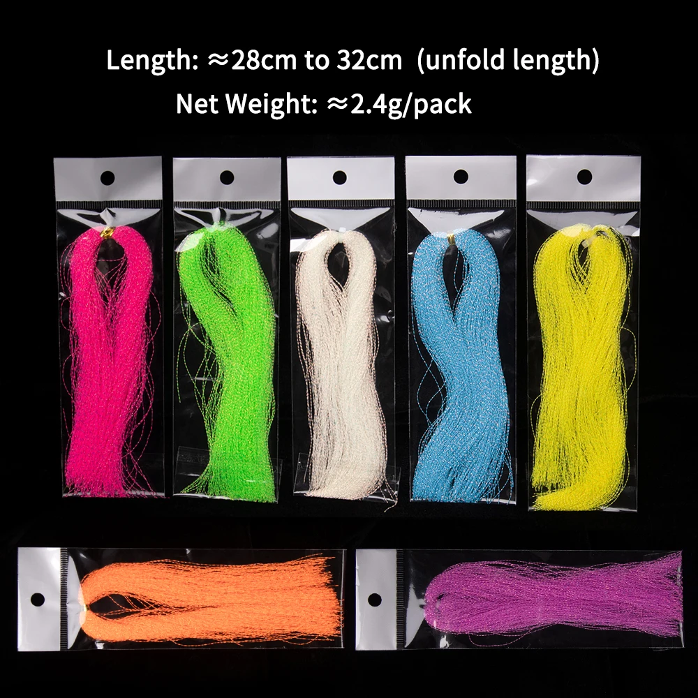 ICERIO luminoso colorido Flashabou oropel holográfico pesca con mosca atado cristal Flash cadena Jig gancho señuelo Material de fabricación - imagen 4